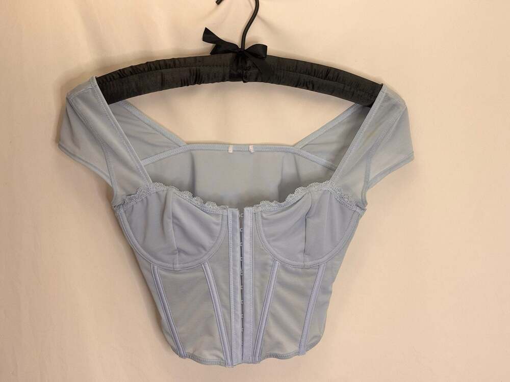 Whimsical fairy Light Blue Mesh Corset Crop Top (maybe Garage brand)